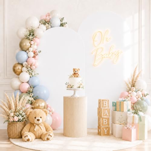 Image of 2 Pack Arch Backdrop Stand and Cover Set (7.2FT /6FT), Balloon Arch Stand | Metal Background Arch Stand, Backdrop Arch Frame, Wedding Arch for Backdrop (White Cover)