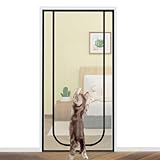 Fly Screen Door Keep Insects Out, Custom Size Fly Net Mesh Cat Door Screen with Zipper, Removable Polyester Mesh Mosquito Screen for Living Room Window (W*H:110 * 210cm,Position 3)