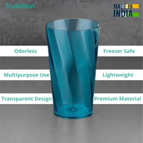 Image of ClearTwist Set of 6 Plastic Glasses - 300 ml, Unbreakable, BPA Free, Multipurpose for Water, Juice, Cocktails, Lightweight and Transparent Design, Ideal for Home, Office, Cafes, Restaurants