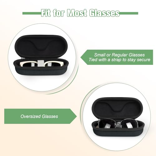 Image of Bukere Sunglasses Case, Hard Shockproof Glasses Case with Secure Strap & Carabiner Hook, Eyeglasses Storage Organizer