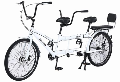 Kcolic Biciclette Tandem Pieghevoli, Biciclette Spiaggia Cruiser per Adulti, Bicicletta Tandem con Ruote 24 Pollici, Bicicletta Tandem Regolabile, Bicicletta Cruiser C,24in