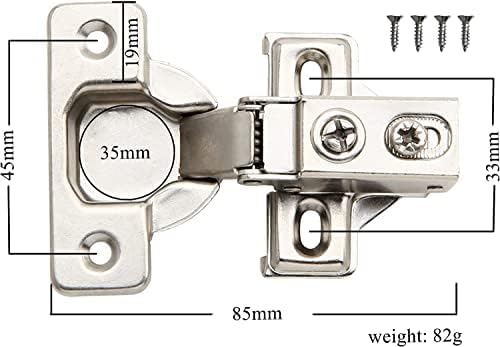Miniatura 2 de Silverline Paquete de 2 bisagras de gabinete de cocina de 12 pulgada de cierre suave, bisagras de puerta de marco de cara oculta de níquel cepillado