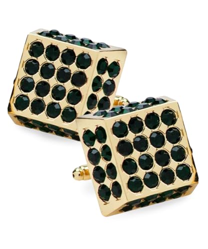 Large Square Studded Colored Crystal Cuff Links for Men – Tuxedo Suit Accessories, Cufflinks for Men