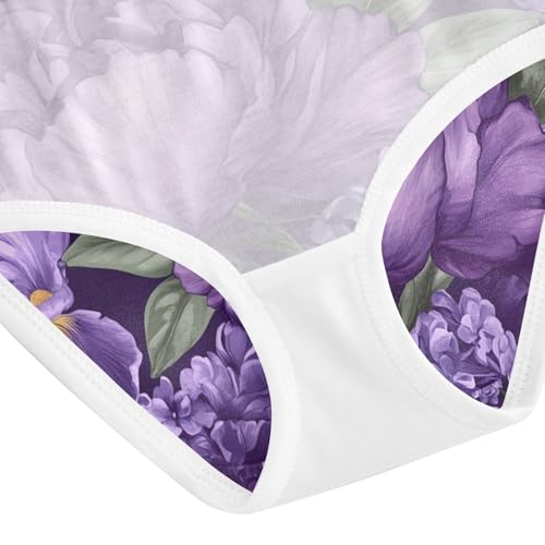 Vintage Flower Purple Girls Underwear, Toddler Girl Panties, Girls' Cotton Brief Underwear, 2–8 Years4