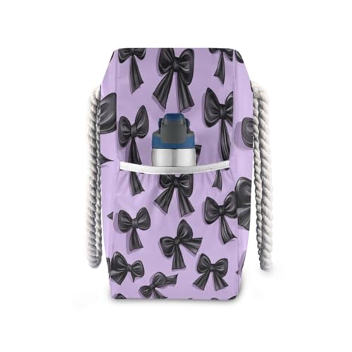 Black Bows (1) Beach Bag & Travel Tote Bag Large Sandproof Wet Pouch for Gym Travel3