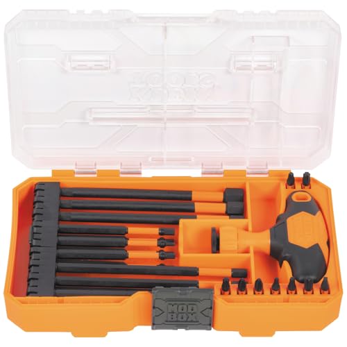 Klein Tools 33804 ProFlex Impact-Rated Interchangeable Ratcheting T-Handle Set, Torsion Zone, Magnetic Bit Holder, SAE, Metric, TORX