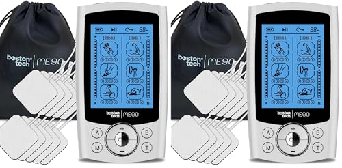 Boston Tech Electroestimulador Muscular ME90. TENS EMS. 2 Canales. 24 programas. 16 Niveles de Intensidad. Incluye 10 Electrodos. Alivio rápido y eficaz del Dolor (Paquete de 2)