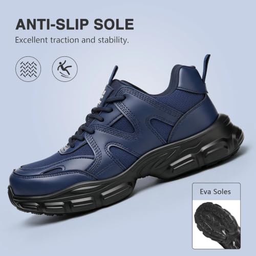 Image of Hogent Steel Toe Shoes for Men Women, Wide & Non-Slip Work Shoes
