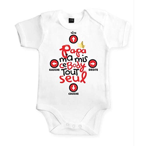 FASHION BOUTIK Body bébé Cadeau fête des pères Humour Papa m'a mis ce Body Tout Seul (18/23 Mois)