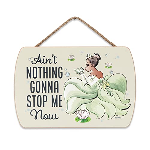 Image of Disney Princess and the Frog Tiana Hanging Wood Wall Decor - Ain't Nothing Gonna Stop Me Now - Fun Inspirational Tiana Sign