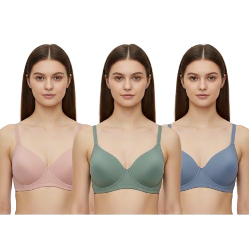 Pack of 3 Padded Wired Bra for Women | Full Coverage Underwire T-Shirt Bra | Smooth Seamless Comfortable Lift & Support-picture-31