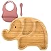 HappyDoo - Set Pappa Bamboo - Piatto Svezzamento Ventosa per Bambini forma elefante - Cucchiaio e Bavaglino in silicone - Piatti Bambu Bambini - Set Pappa Svezzamento - Rosa…