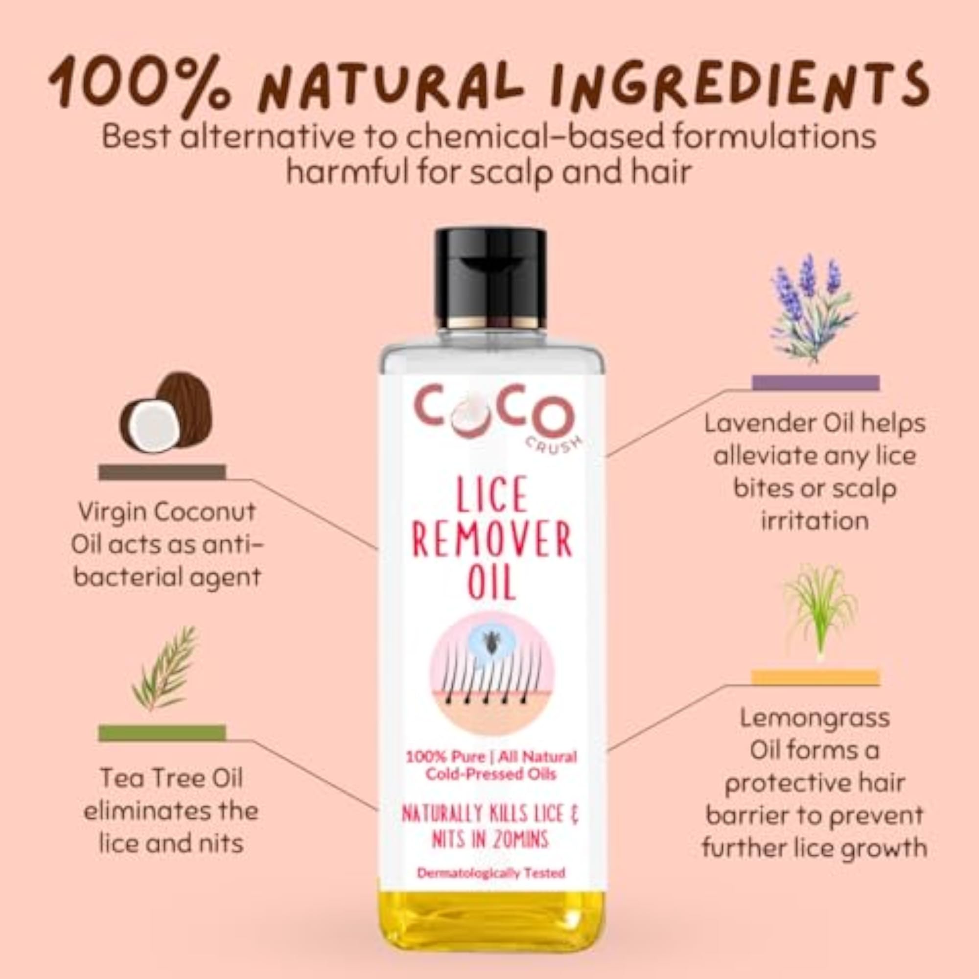 Ayurvedic Anti Lice Oil & Comb Set, Natural Treatment