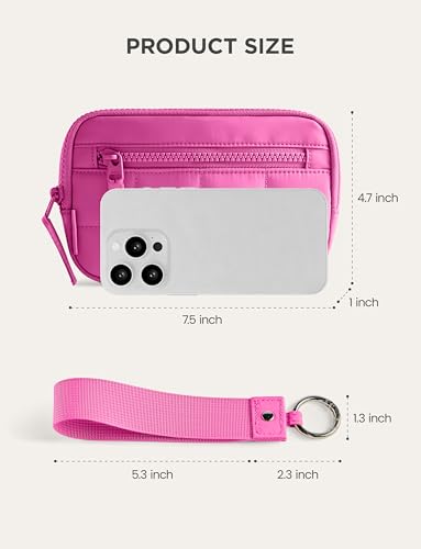 Image of Uselike Womens Wallet Card Holder Purse with Zipper Quilted Phone Wallet RFID Blocking Small Wristlet Wallets for Everyday, Travel (Raspberry Pink)