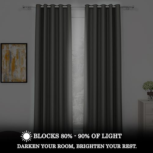 Image of Story@Home 100% True Blackout Windows Curtain 5 Feet Set of 2 | Solid Design |Room Darkening Curtain | Thermal Insulated Curtains for Living Room, Bedroom | (118 X 152 Cm, Ash Grey)