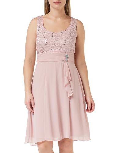 Gina Bacconi Vestido Corto Imperio con Detalle de Lazo en la Cintura y corpiño de Encaje cóctel, Rose Pink, 44 para Mujer