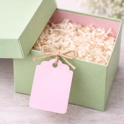 Image of CVANU 300pcs Premium Color Tag Blank Hanging with Pre-Punched Hole Tags for DIY Crafts, Gift Wrapping, Labelling & Writable Decorative Tags for All Occasions (2.85in X 1.7in) Old Pink