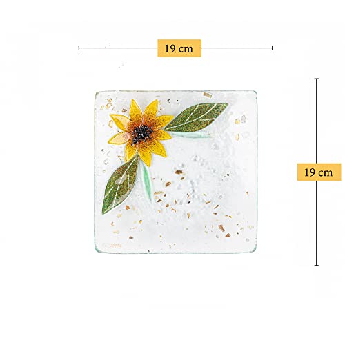 Sospiri Venezia Tidy Tray Ornament Plate Decor Floral Murano Glass Centerpiece Home Furnishing Decor Gift Handmade Made in Italy (Sunflower cm19x19 Square) - Image 3