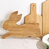 Treory Easter Decorations: Cute Bunny Shaped Wooden Table Centerpiece Signs Cutting Board, Farmhouse Jumping Rabbit Decorative Wood Tiered Tray Decor, Rustic Wood Cutting Board Gifts