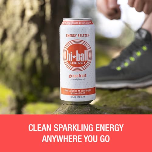 Hiball Energy Grapefruit Sparkling Energy Water, Zero Sugar and Zero Calorie Energy Drink, 16 Fluid Ounce Cans, 8 Count