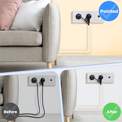 Image of 126in Cord Hider Kit, Wire Hiders for TV on Wall, Paintable Cable Management Kit, Wire Cover for Wall Mount TV, Hide Wires Along Wall, Beige Cord Cover Wall Wire Management, 8xL15.7in W0.95in H0.55in