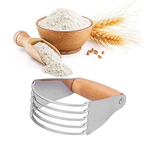 Stainless Steel Pastry Dough Blender, Portable Pastry Cutter Multi-Purpose Dough Blender With Heavy Duty Blades Pastry Cutter Dough Flour Metal Mixer Cutter For Home Baking(Wood Color) #TOP15