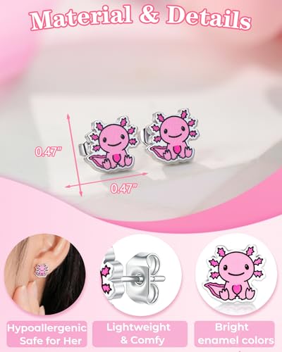 Jeka Axolotl Stud Earrings for Girls, Granddaughter Gifts from Grandma Birthday Christmas Jewelry Gifts4