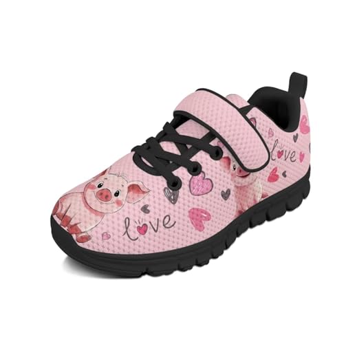 Unisex-Child White Boys Girls Shoes Antiskid Tennis Sneakers Outdoor Casual Kids Shoes Running Shoes(Little Kid/Big Kid) Pink Pig Pattern