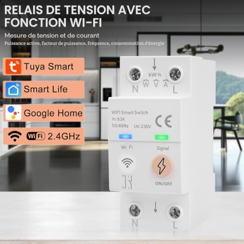 Disjoncteur connecté WiFi Tuya 63A avec mesure consommation - 4