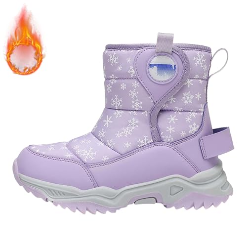 Boys Girls Wnter Snow Boots F𝐮lly F𝐮r Lined Warm Outdoor Hiking Shoes 𝐖aterproof Anti-Slip Kids Toddlers Snow Boots2