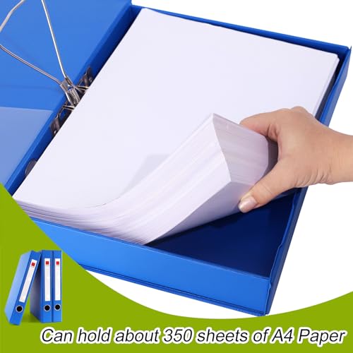 GUOKOFF Box Files A4, 3 Pack Box File with Document Clip, 45mm Spine, A4 Archive Boxes Folder with Magnetic Closure, Document Boxes Folders for Office School (Blue)