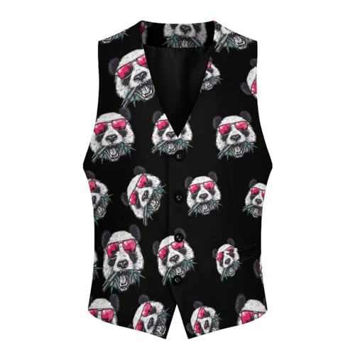 Cool Panda Wearing Glasses Novelty Men's Suit Vest Funny Formal Dress Vests Business Waistcoat3