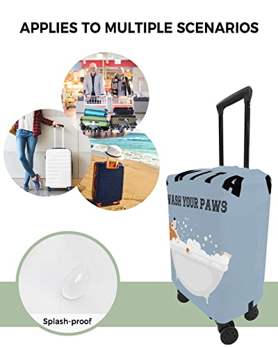 Travel Luggage Cover X-Large Suitcase Cover Fit for 29-32 Inch Luggage Luggage Protector Suitcase Cover Akita Wash Your Paws Cartoon Animal Bubble Bathtub Luggage Cover Protector for Suitcase4