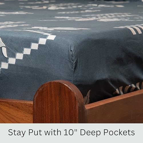 Image of Amazon Brand - Umi Cotton Fitted Bedsheet, Queen Size 78x60 Inches, Elastic Fit Bed Sheet, 10 Inch Deep Pocket, Soft Breathable Bedding, Durable Easy Care, with Pillow Cover-Ashwood Classic