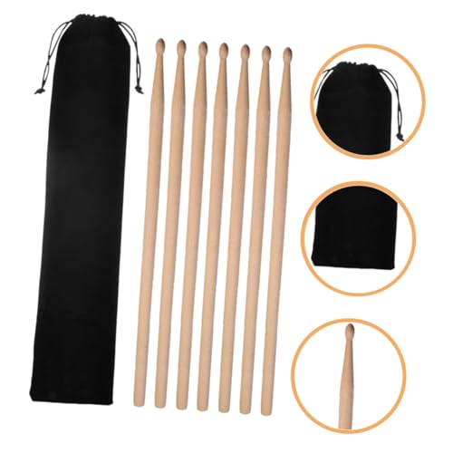 Baquetas Beaupretty de madera de arce tamaño 5A, 2 juegos (12 piezas) con funda de terciopelo, para batería electrónica y jazz miniatura 7