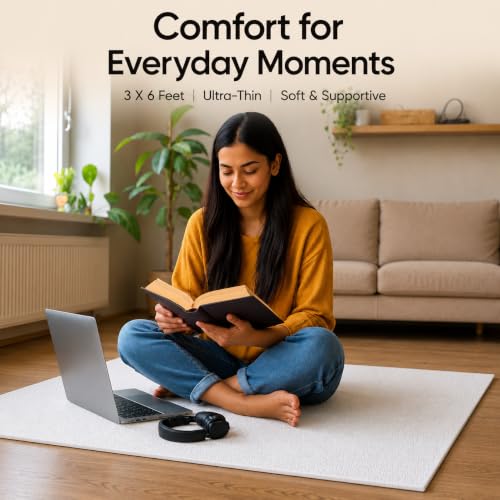 Image of Portable Foam Mattress for Floor Sleeping | 12 mm High-Density White Foam Sheet | Lightweight Roll-Up Travel Mattress for Home, Guest, Yoga, Camping, Hostel & Meditation