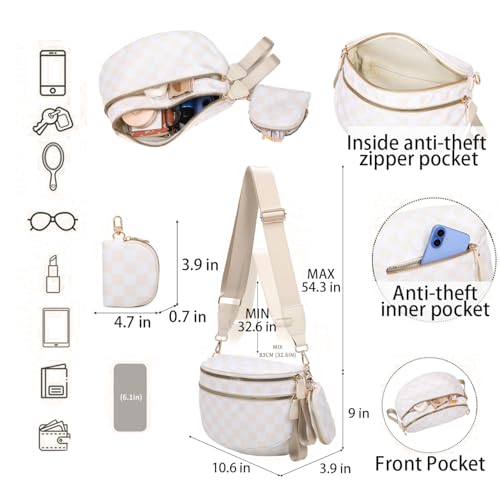 Zengmei Checkered Crossbody Bag for Women, Nylon Bag with Large Capacity, Adjustable Strap, Pack Bag Purse2