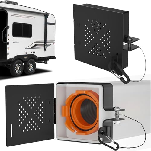 GYO 2-Pack Aluminum RV Bumper End Caps for 4-Inch Square Bumpers Sewer Hose Storage Cover with Fine Mesh Vents Locking Pin Security Heavy-Duty Upgrade from Plastic Caps