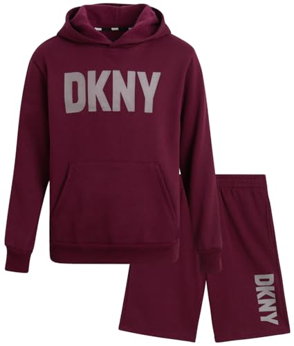 Image of DKNY Boys' Short Set - 2 Piece Soft Fleece Active Hoodie and Running Shorts - Athletic Boys' Matching Outfit Set (Sizes:8-12)