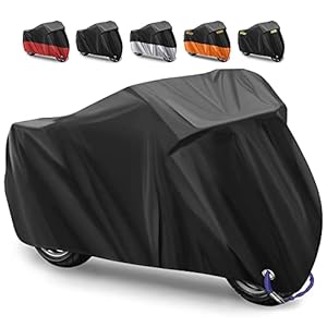 Housse de Protection pour Moto Housse de Moto Couverture Imperméable Housse de Protection pour Moto Exterieur en 210D Oxford Tissu pour Moto,Contre la pluie-265X105X 125CM(Noir)