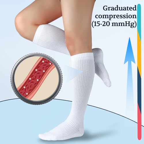 Image of 15-20 mmHg Cotton Compression Socks for Women & Men