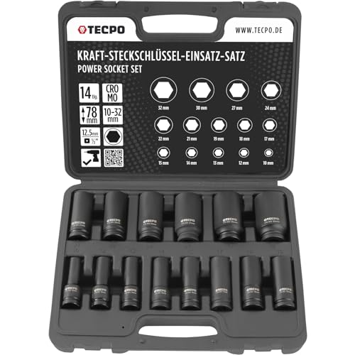 TECPO Kraft Steckschlüssel Satz 1/2 Zoll Schlagschrauber Nüsse 10-32 mm Schlagnüsse