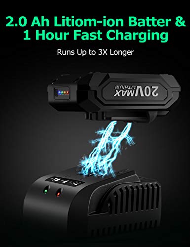Cordless Leaf Blower - 200 CFM 150 MPH Battery-Operated Blower for Blowing Leaves, Snow Debris and Dust, 20V Electric Leaf Blower with Battery and Charger for Yard, Work Around The House