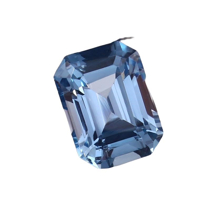 Aigue-marine authentique taille émeraude 14x10mm pour remplacer une pierre ou créer un bijou