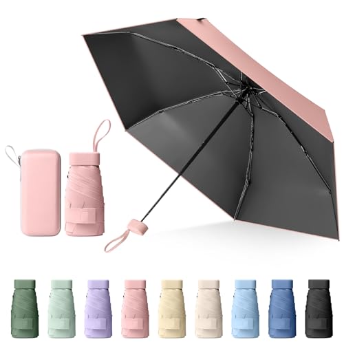 Sykrawki Mini Regenschirm - Winddicht UV-Taschenschirm mit Kapselhülle für Reise tragbar für Männer und Frauen