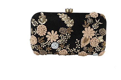 Image of Umera clutch entire heavy embroidery and is a stunning Women' Evening Clutch Purse with Detachable Chain Strap Closure Handbag Suitable for Weddings Proms Night Out Luxury Glam Handbag