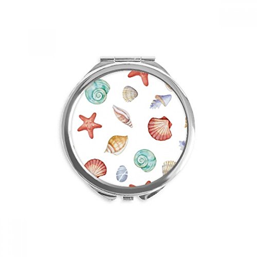 Miroir rond de poche illustration pétoncle coloré maquillage main 2,6 x 2,4 pouces