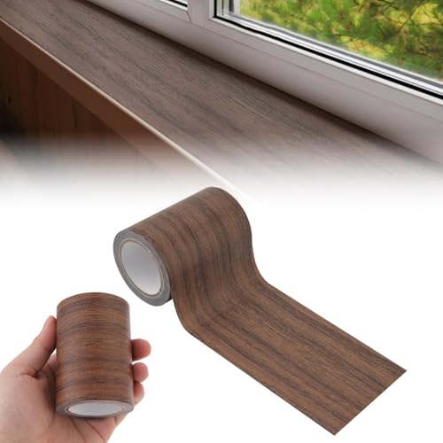 Image of Wood Grain Repair Tape, 3.15in x 15ft, Dark Wood, Self-Adhesive, Waterproof, Indoor Use