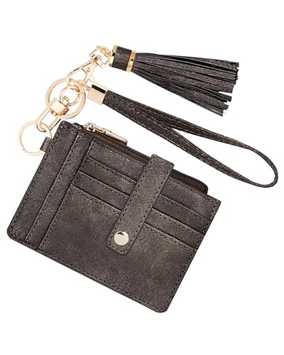 Image of KNGITRYI Small Wristlet Wallets for Women RFID Credit Card Holder Wallet Keychain Wristlet Wallet Credit Card Wallets for Women (Pearl Gray)