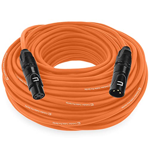 Balanced XLR Cable Male to Female - 75 Feet Orange - Pro 3-Pin Microphone Connector for Powered Speakers, Audio Interface or Mixer for Live Performance & Recording